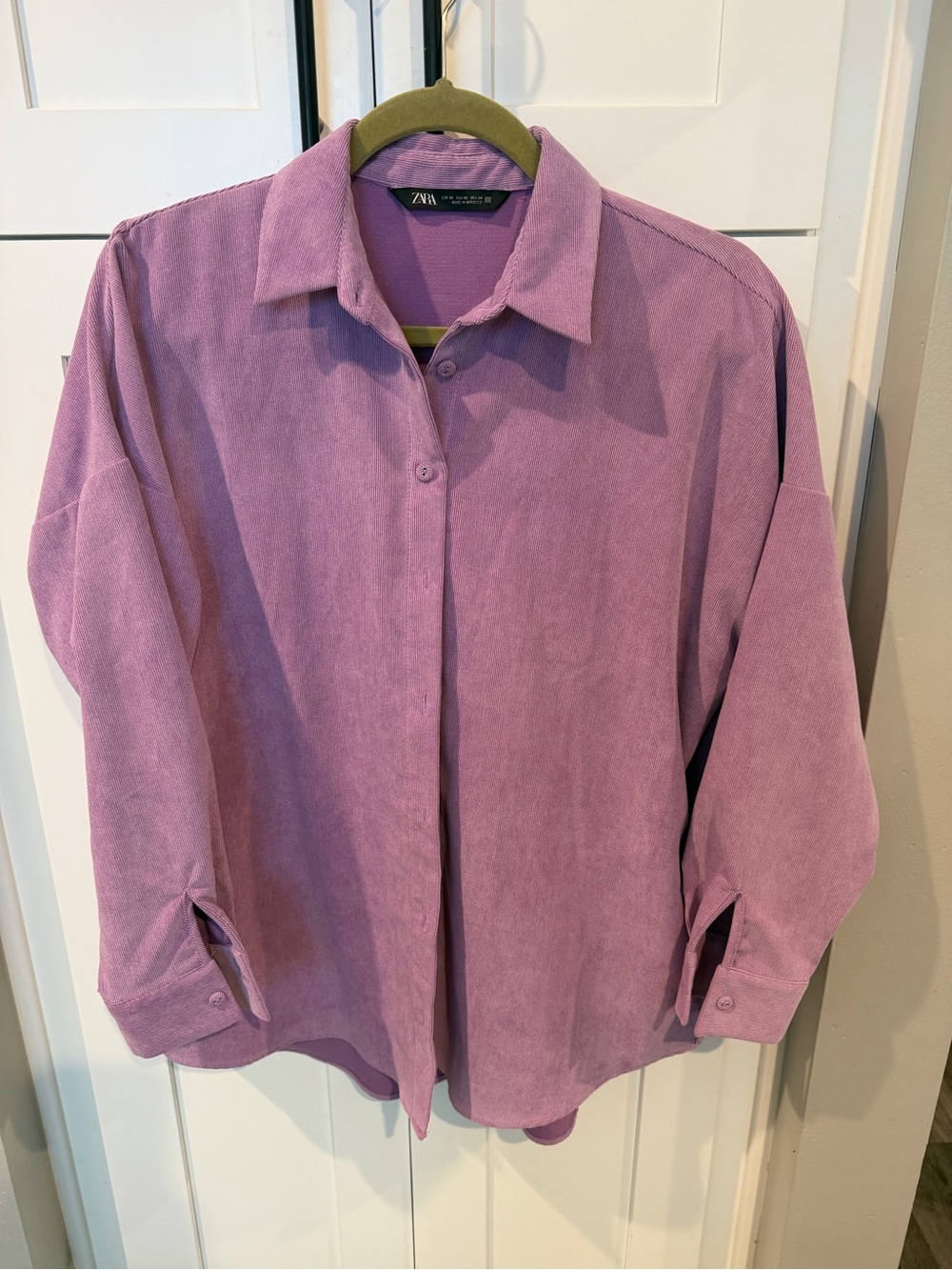 Zara Lavender Corduroy Button-Up Shirt